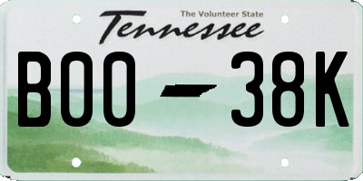 TN license plate B0038K