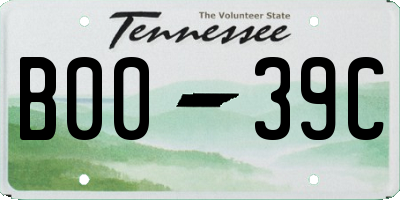 TN license plate B0039C