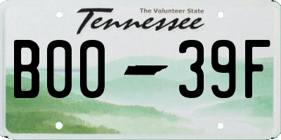 TN license plate B0039F