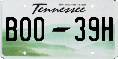 TN license plate B0039H