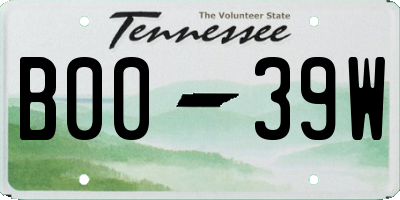 TN license plate B0039W