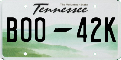 TN license plate B0042K