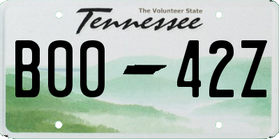 TN license plate B0042Z