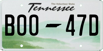 TN license plate B0047D