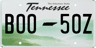TN license plate B0050Z