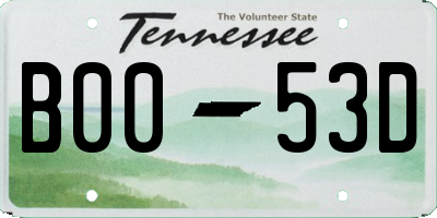 TN license plate B0053D