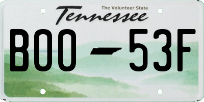TN license plate B0053F