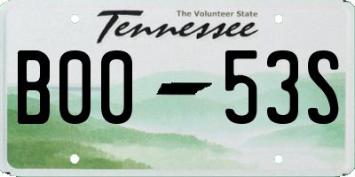 TN license plate B0053S