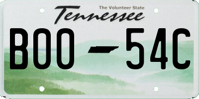 TN license plate B0054C