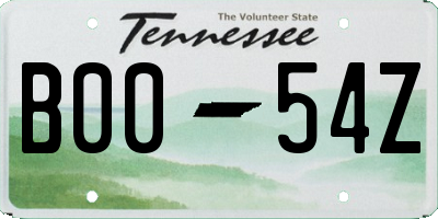 TN license plate B0054Z