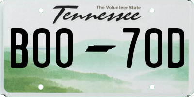 TN license plate B0070D