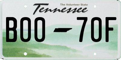 TN license plate B0070F