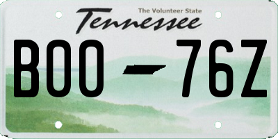 TN license plate B0076Z