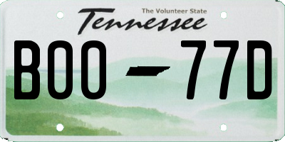 TN license plate B0077D