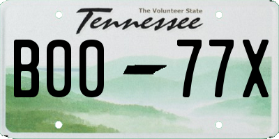 TN license plate B0077X