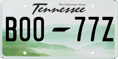 TN license plate B0077Z