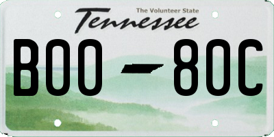 TN license plate B0080C