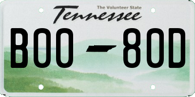 TN license plate B0080D