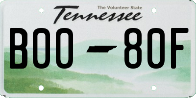 TN license plate B0080F
