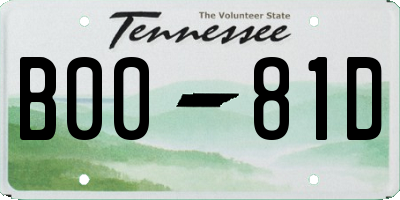 TN license plate B0081D