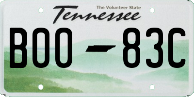 TN license plate B0083C