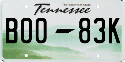TN license plate B0083K