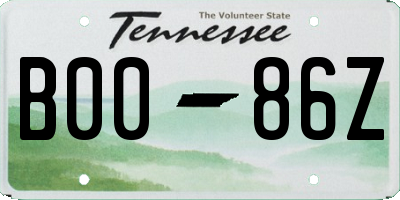 TN license plate B0086Z