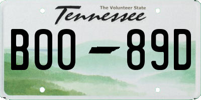 TN license plate B0089D