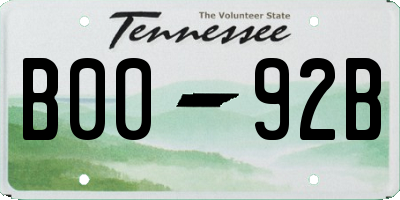 TN license plate B0092B