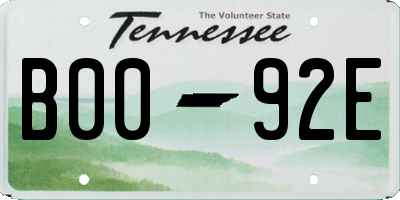 TN license plate B0092E