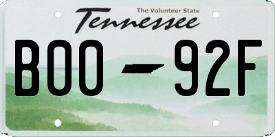 TN license plate B0092F