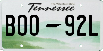 TN license plate B0092L