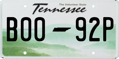 TN license plate B0092P