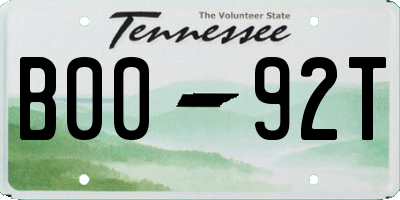TN license plate B0092T
