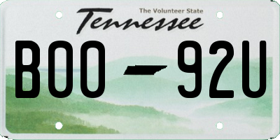 TN license plate B0092U