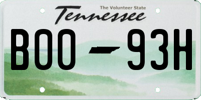 TN license plate B0093H