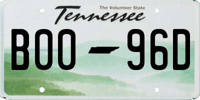 TN license plate B0096D