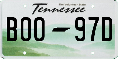 TN license plate B0097D