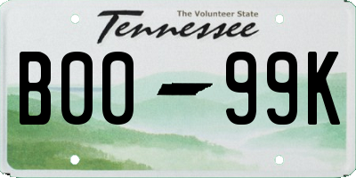 TN license plate B0099K
