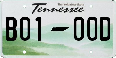 TN license plate B0100D