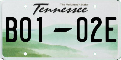 TN license plate B0102E