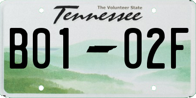 TN license plate B0102F