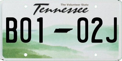 TN license plate B0102J