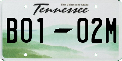 TN license plate B0102M