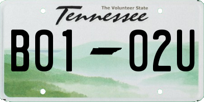 TN license plate B0102U