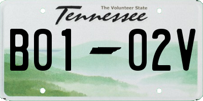 TN license plate B0102V