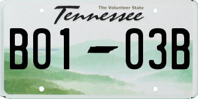 TN license plate B0103B