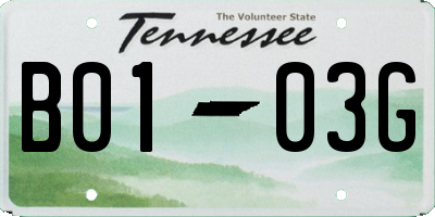 TN license plate B0103G