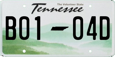 TN license plate B0104D