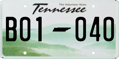 TN license plate B0104O